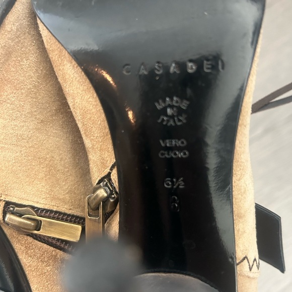 Casadei Heeled Pointed Suede Leather Trim Booties Size 6.5 - Picture 7 of 7